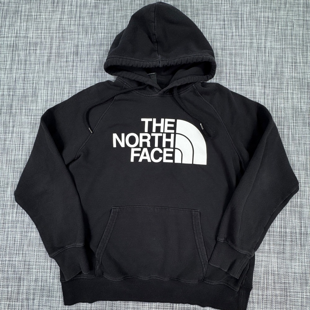 The North Face Womens Medium Half Dome Hoodie Black Cotton Blend Fleece Pullover